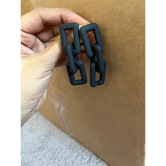 Black Chain earrings acrylic chunky big link curb earrings statement earrings - Picture 4 of 7